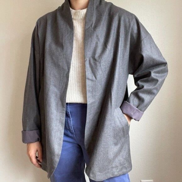NWT The Classics Paris Womens Streetwear Gray Wool Lagenlook Cardigan Jacket - Picture 7 of 10